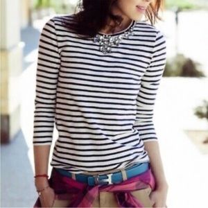 J. Crew striped long sleeve t with jeweled neckline